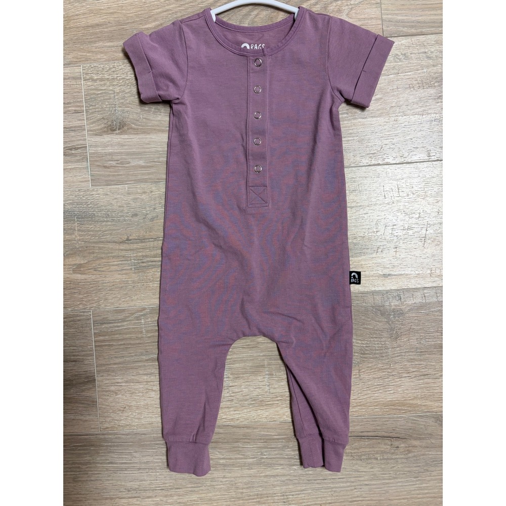 Rags Short Sleeve Henley Romper Mauve Purple 6-12 Months